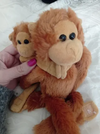 Coppia peluche scimmia marrone