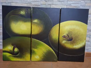 Cuadro de lienzo con manzanas verdes