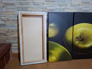 Cuadro de lienzo con manzanas verdes