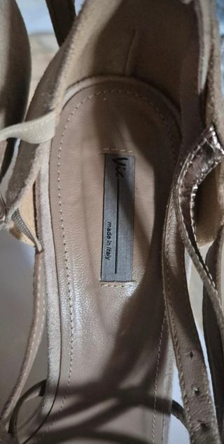 Sandali donna scamosciati beige/oro