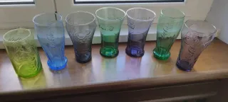 Set 7 Bicchieri Coca Cola Colorati Vetro