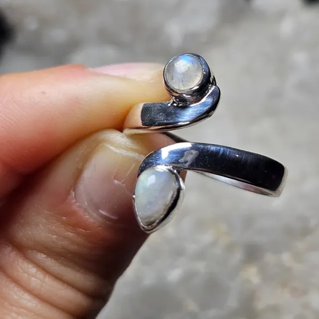 Anillo Plata 925 Piedra Luna Ajustable