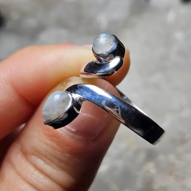 Anillo Plata 925 Piedra Luna Ajustable