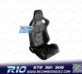 KIT ASIENTO DEPORTIVO SEMI BAQUET LOOK RS ALCÁNTARA NEGRA