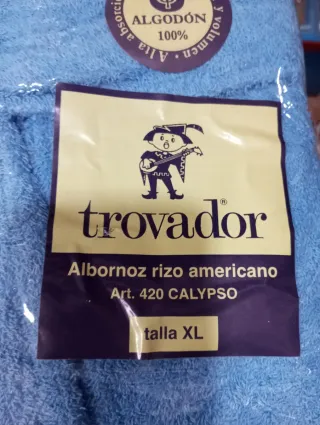 Albornoz Trovador Algodón Azul Talla XL