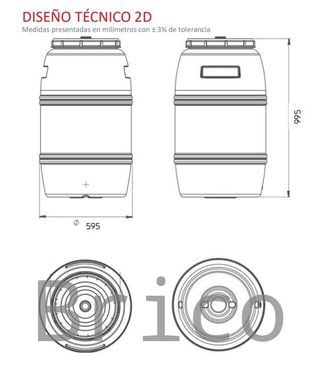 Depósito Bidón 220 Litros Boca Ancha Polipropileno