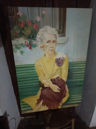 Cuadro antiguo mujer sentada