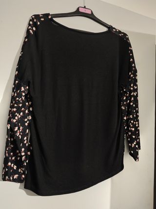 Blusa Mango Negra Talla S Estampada
