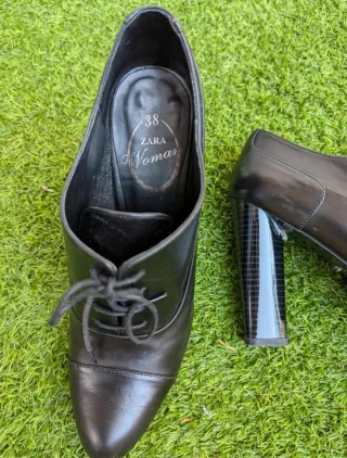 Zara zapatos mujer Blucher Tacón Piel Talla 38