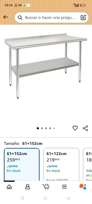 Mesa de acero inoxidable con estsnteris