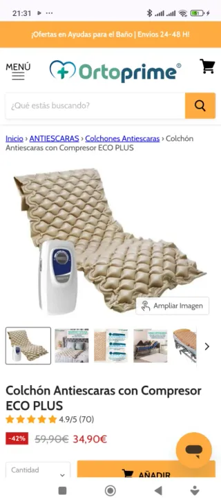 Colchón Antiescaras Ortoprime ECO PLUS