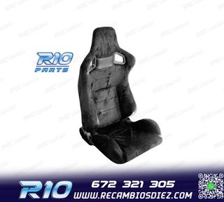 ASIENTO DEPORTIVO SEMI BAQUET ESTILO RS ALCÁNTARA NEGRA