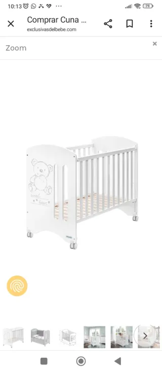 Cuna de bebé blanca con osito