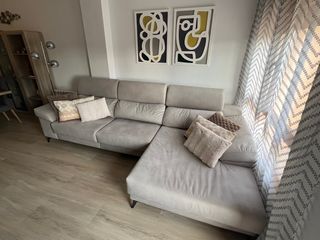 Sofá cheslong beige/gris - 2 meses de uso.