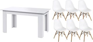 MESA COMEDOR CON 6 SILLAS ESTILO NORDICO
