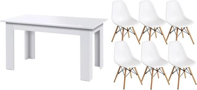 MESA COMEDOR CON 6 SILLAS ESTILO NORDICO