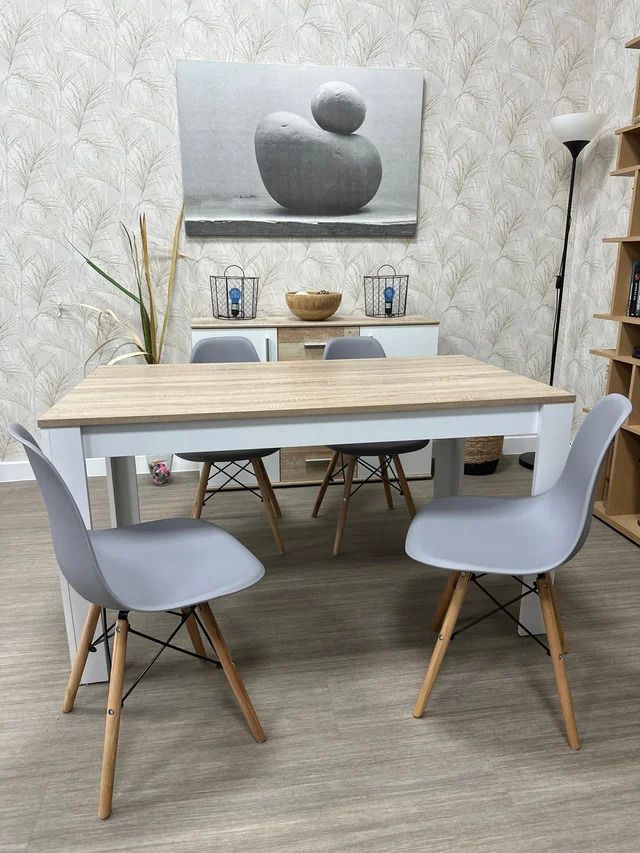MESA COMEDOR CON 6 SILLAS ESTILO NORDICO