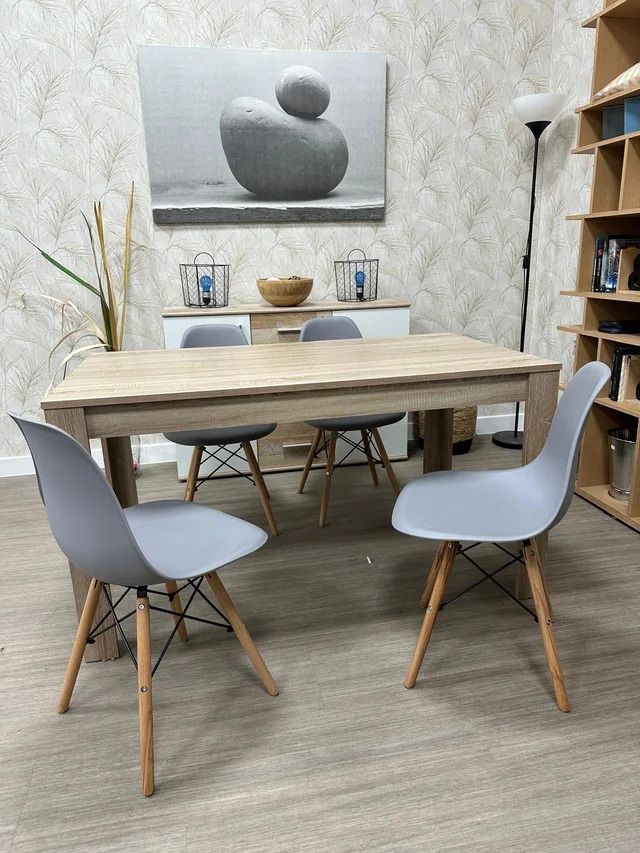 MESA COMEDOR CON 6 SILLAS ESTILO NORDICO