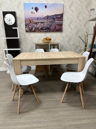 MESA COMEDOR CON 6 SILLAS ESTILO NORDICO