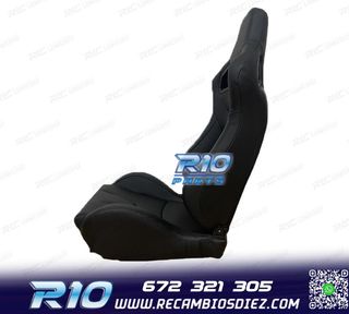 ASIENTO DEPORTIVO SEMI BAQUET ESTILO RS CUERO NEGRO SEMI PIE