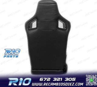 ASIENTO DEPORTIVO SEMI BAQUET ESTILO RS CUERO NEGRO SEMI PIE