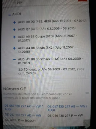 Inyector Bosch para Audi