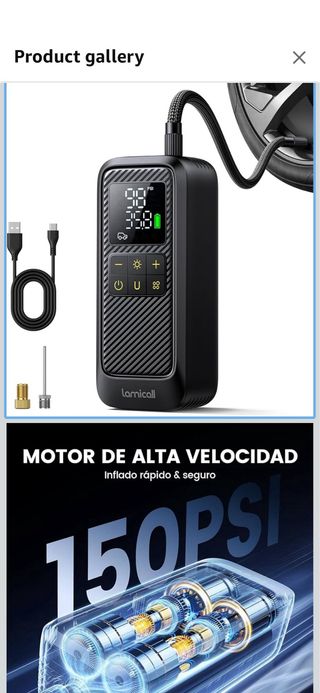 Lamicall Bicycle Pump, Portable Air Compressor – [