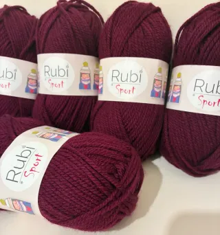 5 madejas lana Rubi Sport granate