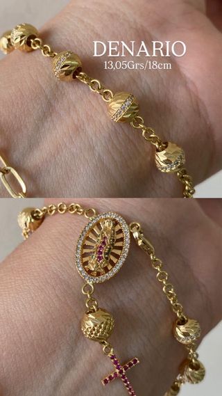 Pulsera Oro 18k Diamantes Negros 20cm