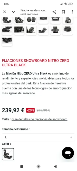 Fijaciones Snowboard Nitro Zero