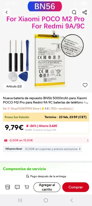 Batería BN56 para Xiaomi Poco M2 Pro