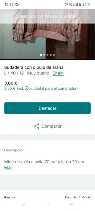 Sudadera rosa con estampado de araña