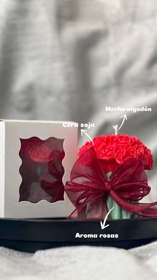 Vela San Valentín Ramo Rosas