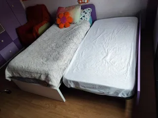 Cama juvenil con 2 colchones.