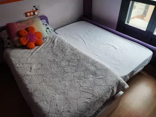 Cama juvenil con 2 colchones.