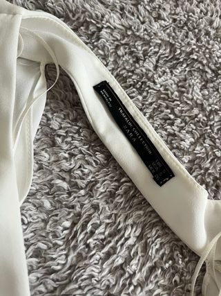 Blusa Zara Blanca Manga Volante Espalda Abierta
