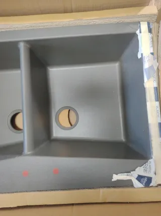 Fregadero Doble Grohe K700 Negro/Gris Roto