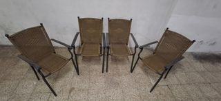 Mesa redonda cristal y 4 sillas terraza