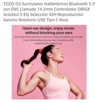 Auriculares TOZO Openbuds Rosa