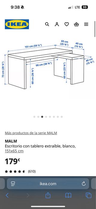 Escritorio Ikea MALM Blanco
