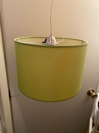 Lámpara colgante verde tela y metal