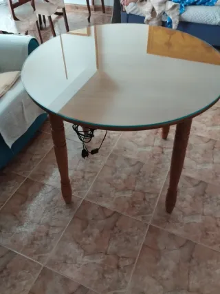 Mesa redonda madera y cristal Con ó sin cristal