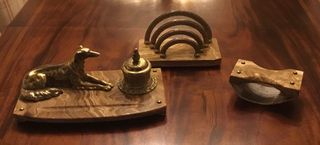 Escribanía antigua mármol y bronce