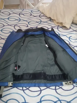 Chaqueta Dainese Cuero Moto Azul/Gris