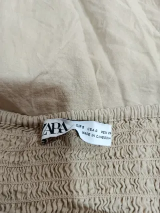 Vestido largo lino Zara beige