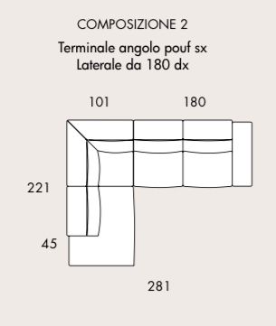 Divano angolare tessuto sfoderabile