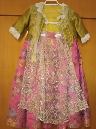 Traje de Fallera Niña Oro y Rosa y Oro y azul