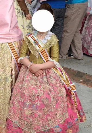 Traje de Fallera Niña Oro y Rosa y Oro y azul