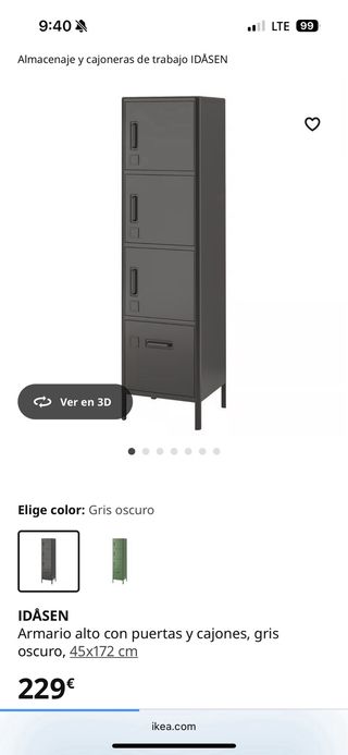 Taquilla metálica gris Ikea
