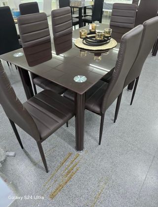 LIQUIDO!! Mesa Comedor Cristal + 6 Sillas Blancas